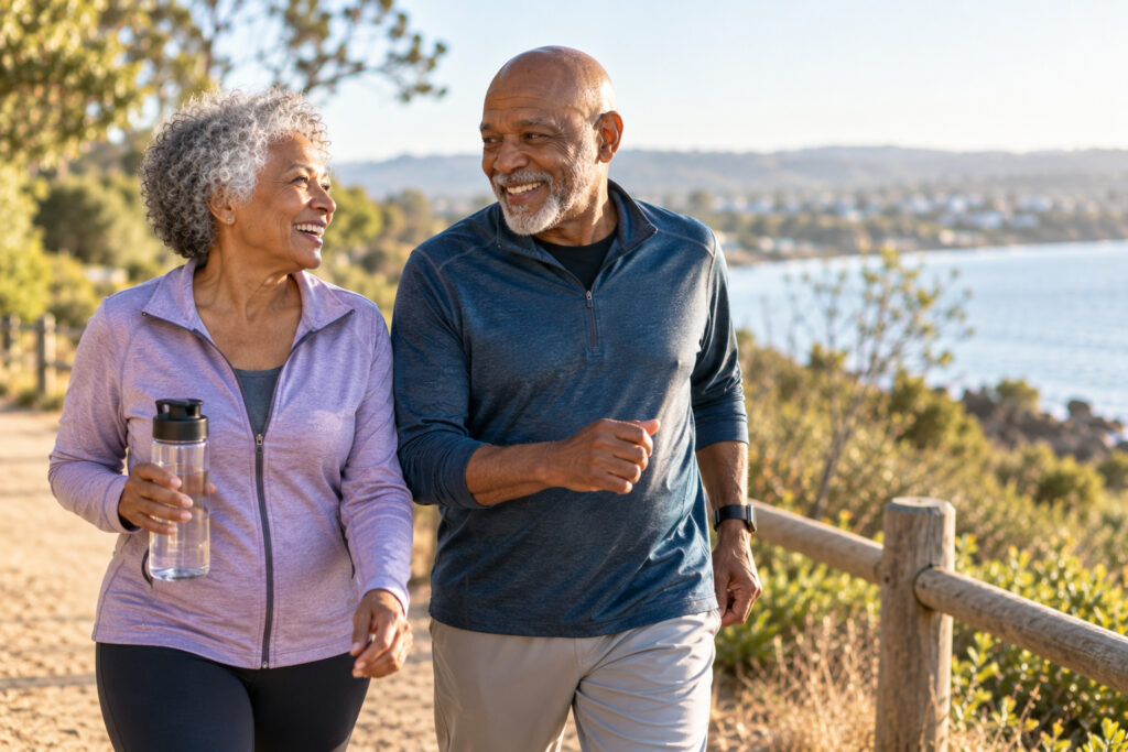 Diverse older adults staying active and socially connected to support healthy brain aging